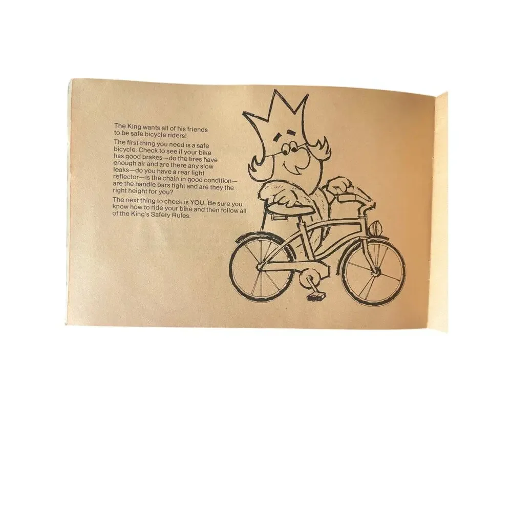 Vintage Burger King Bicycle Safety Coloring Book Advertising 1970s Kids Activity